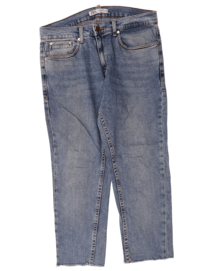 Zara Jeans Recortados Para Hombre Grande W32 L24 Azul