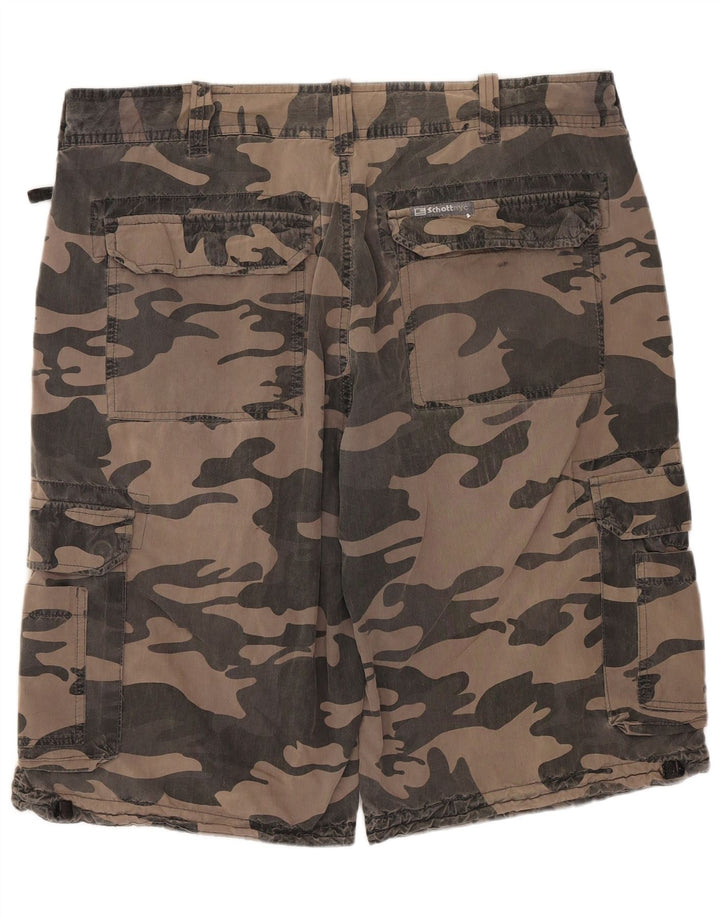 Shorts cargo Schott para hombre W34 Large Brown Camuflaje