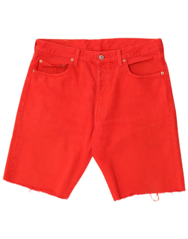 Levi's Mens 501 Denim Shorts W34 Grande Algodón Rojo