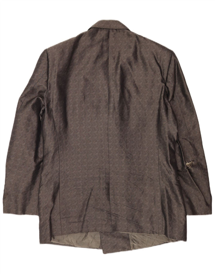 Pal Zileri Chaqueta tipo blazer con doble botonadura para hombre IT 50 Large Grey Chevron Silk