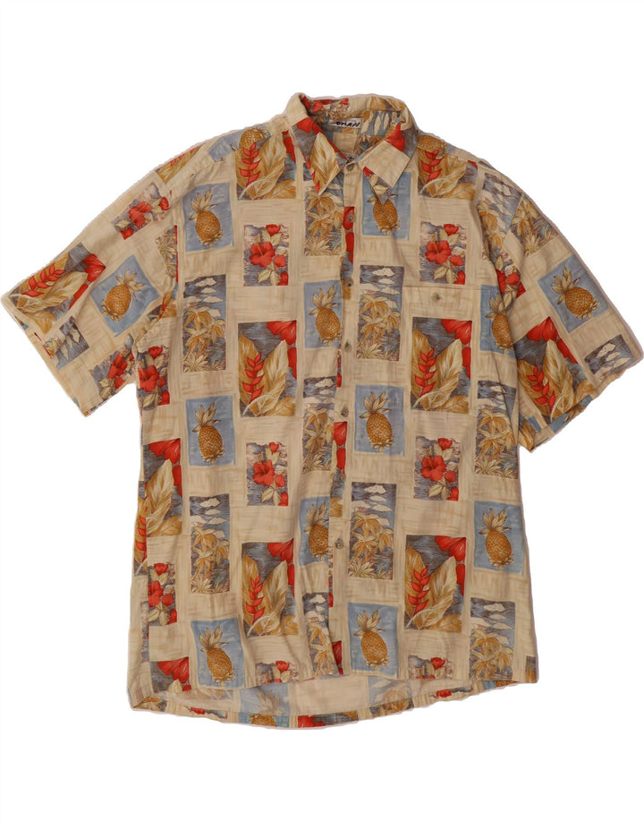 PIERRE CARDIN Mens Short Sleeve Shirt Large Multicoloured Patchwork Cotton Vintage Pierre Cardin and Second-Hand Pierre Cardin from Messina Hembry 