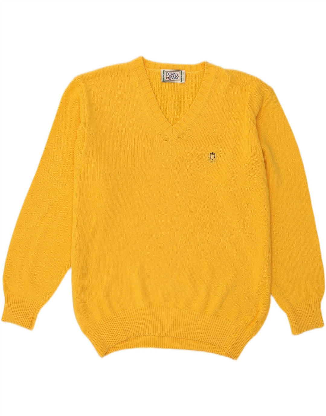 Donny & Max Jersey con cuello en V para hombre, talla grande, algodón amarillo