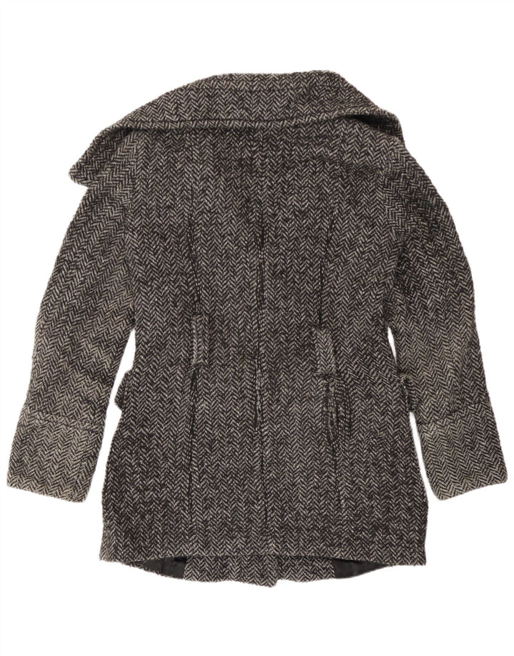 Zara Mujer Abrigo UK 44 Gris Medio Espiga