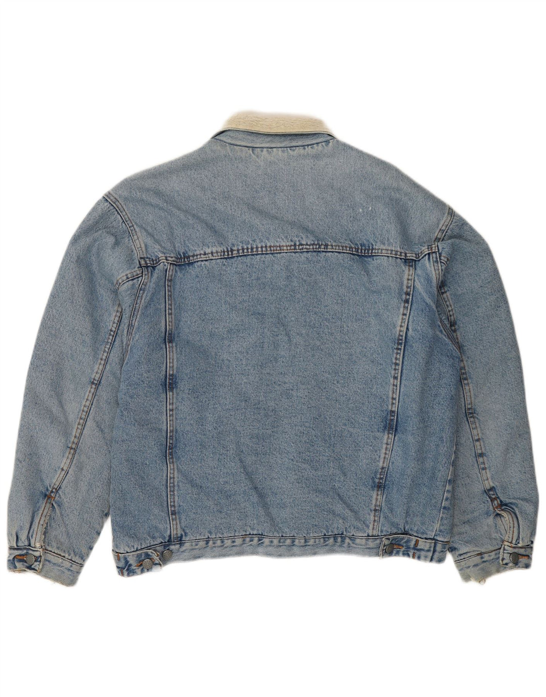 VINTAGE Chaqueta Sherpa de mezclilla para hombre Reino Unido 41 XL Algodón azul