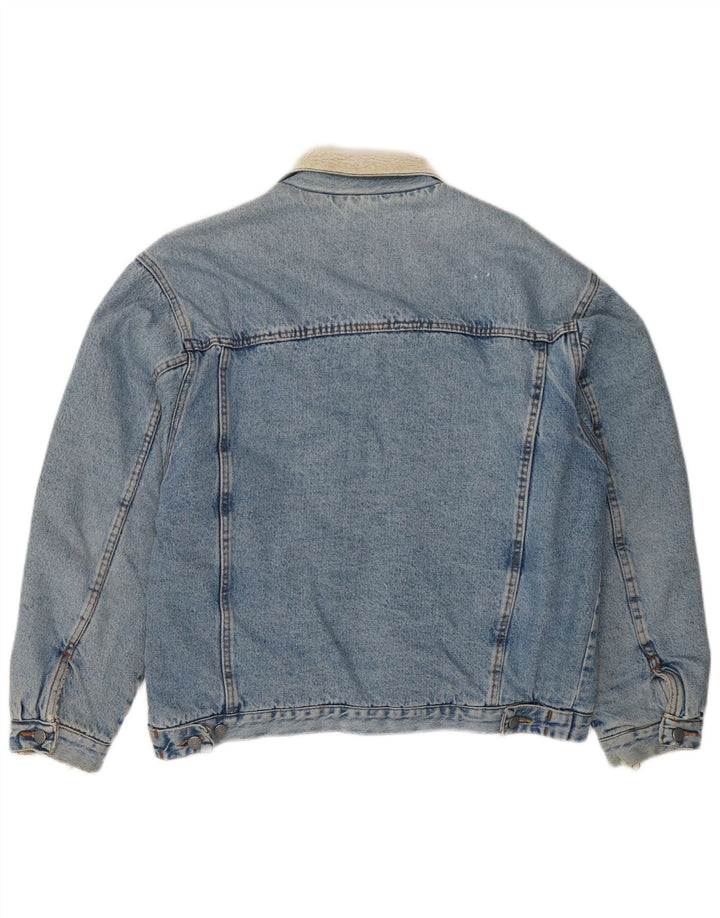 VINTAGE Chaqueta Sherpa de mezclilla para hombre Reino Unido 41 XL Algodón azul