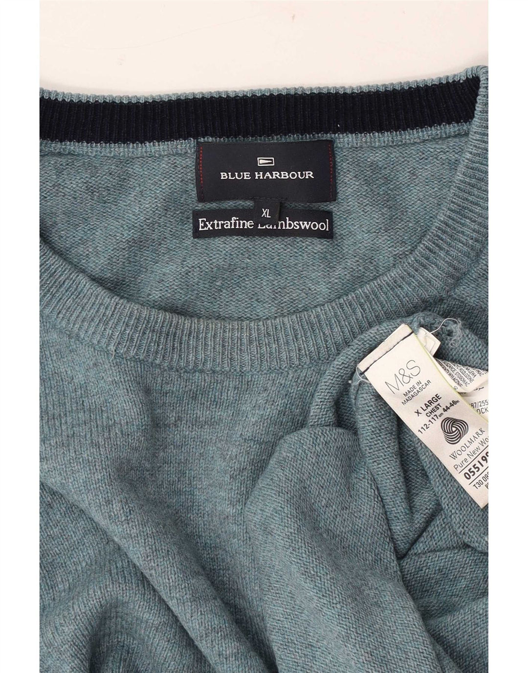 Marks & Spencer Suéter Azul Harbor con Cuello Redondo para Hombre XL Azul