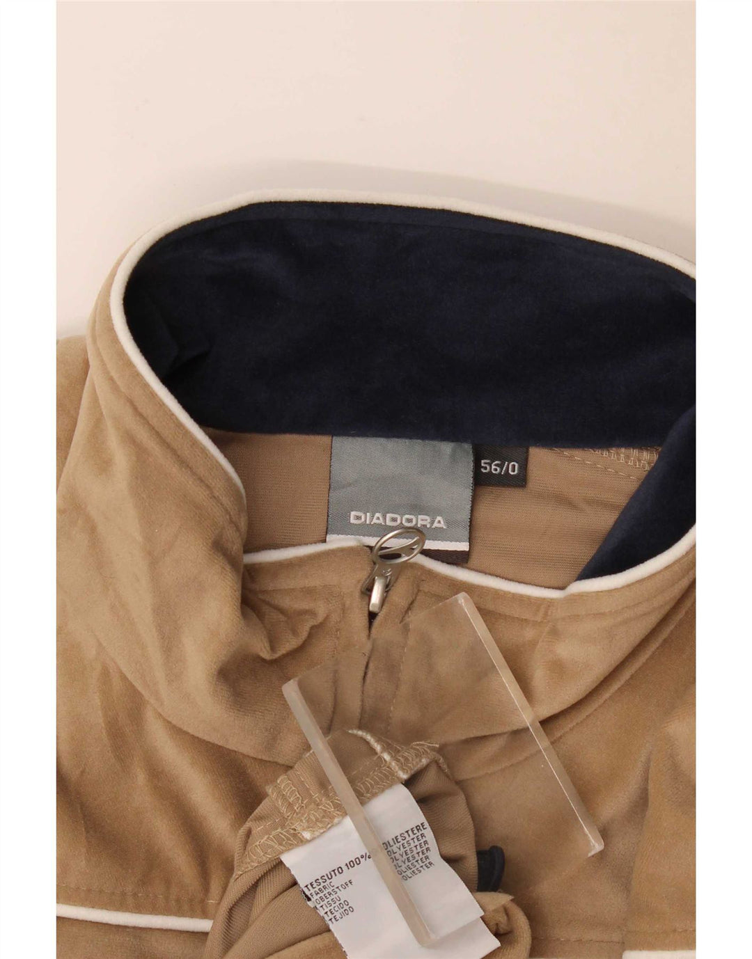 Diadora Chaqueta de chándal de terciopelo para hombre IT 56 2XL Poliéster beige