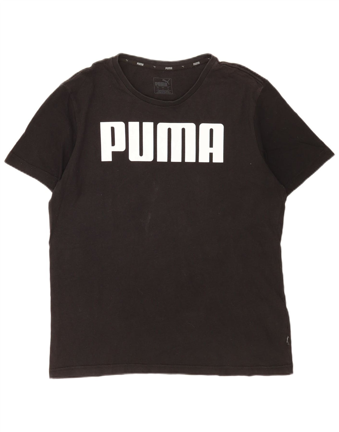Puma Camiseta gráfica para hombre Top Medium Black Cotton