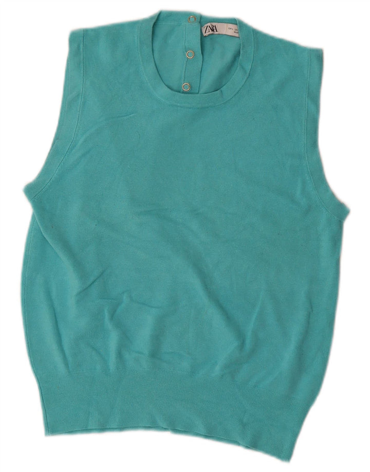 Zara - Camiseta sin mangas para mujer, talla 40, talla grande, viscosa azul