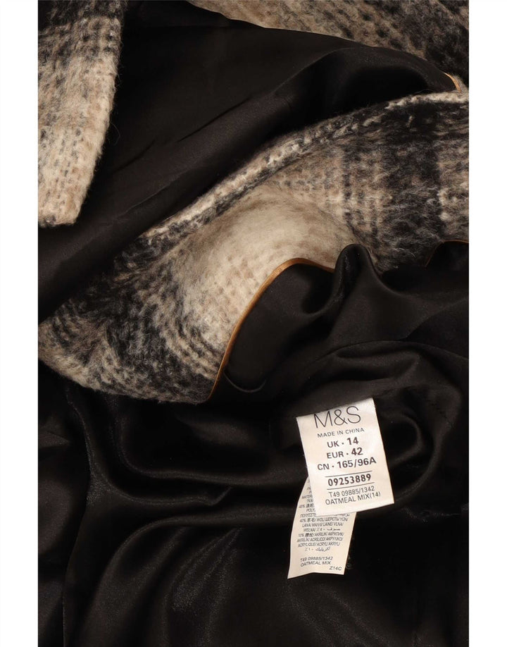 Marks & Spencer Abrigo cruzado para mujer UK 44 Large Beige Check