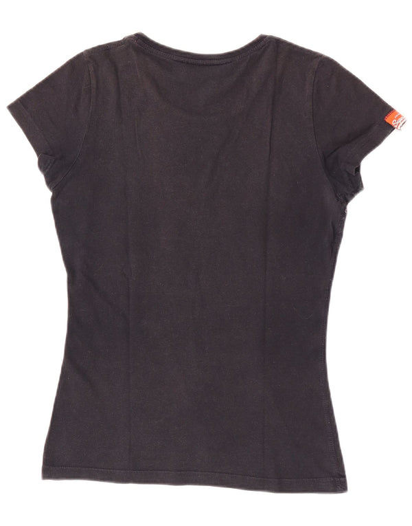 Superdry Mujer Camiseta Gráfica Top UK 6 XS Negro
