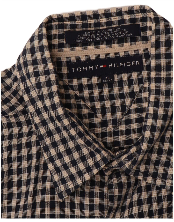 TOMMY HILFIGER Camisa Hombre XL Algodón A Cuadros Negro