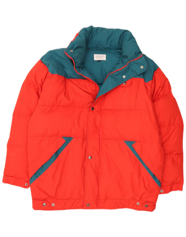 Etirel Chaqueta acolchada con capucha para hombre UK 40 Large Rojo Colorblock Invierno