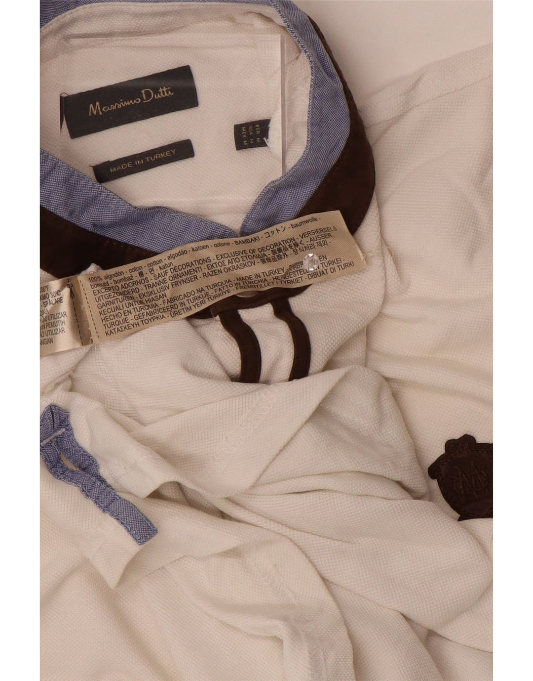 Polo Massimo Dutti Hombre Algodón Colorblock Medio Blanco