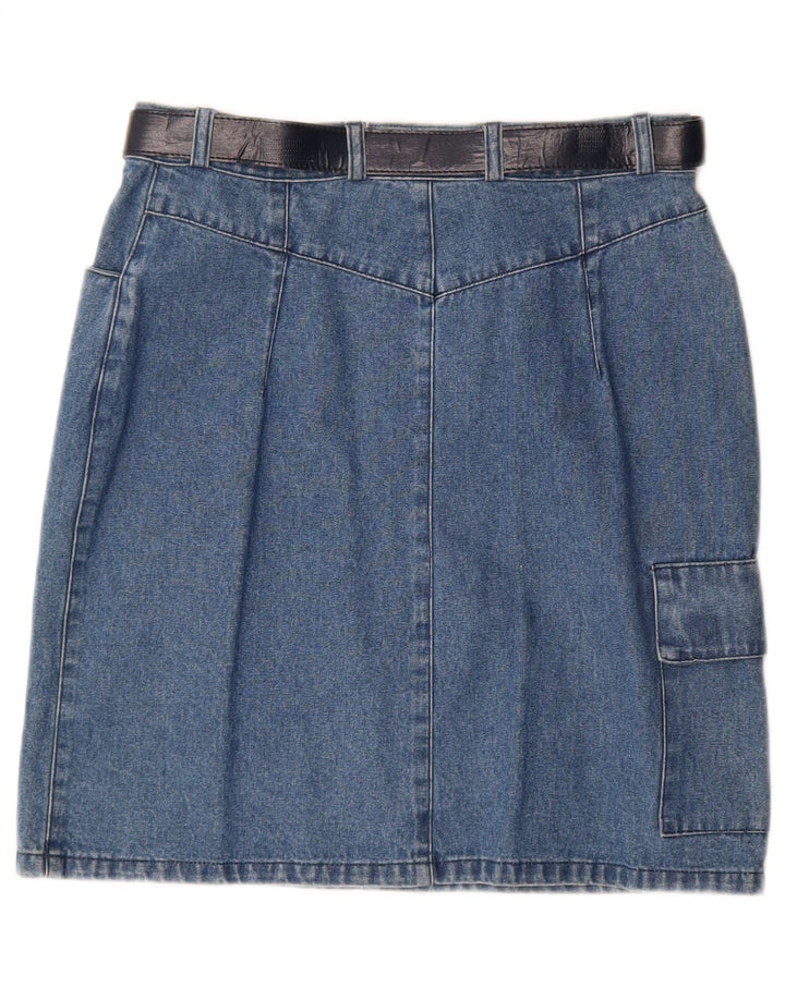 Vintage mujer denim cargo falda IT 42 Medio W28 Algodón Azul