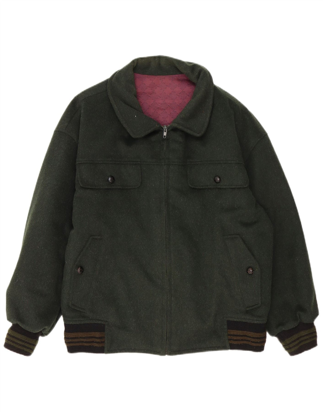 Chaqueta bomber vintage para hombre Reino Unido 40 Bloque de color verde grande