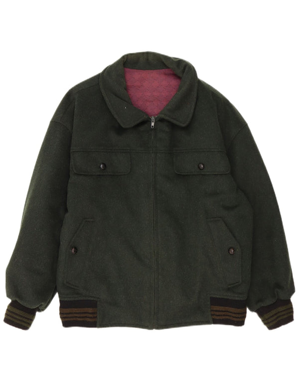 Chaqueta bomber vintage para hombre Reino Unido 40 Bloque de color verde grande