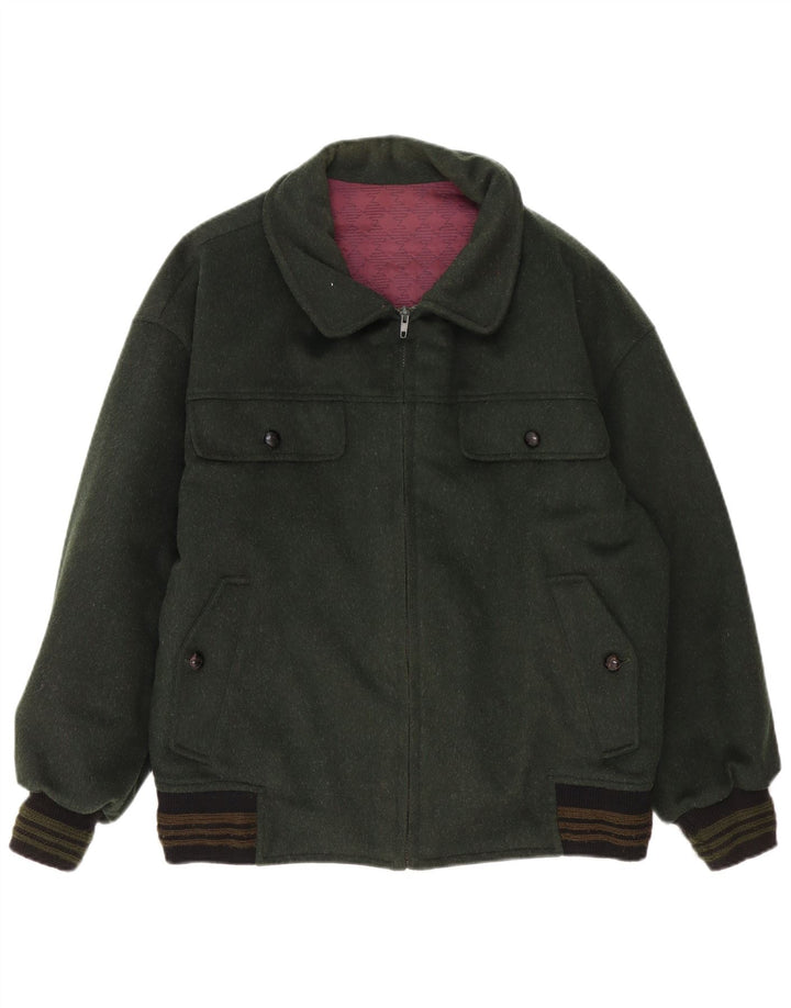 Chaqueta bomber vintage para hombre Reino Unido 40 Bloque de color verde grande
