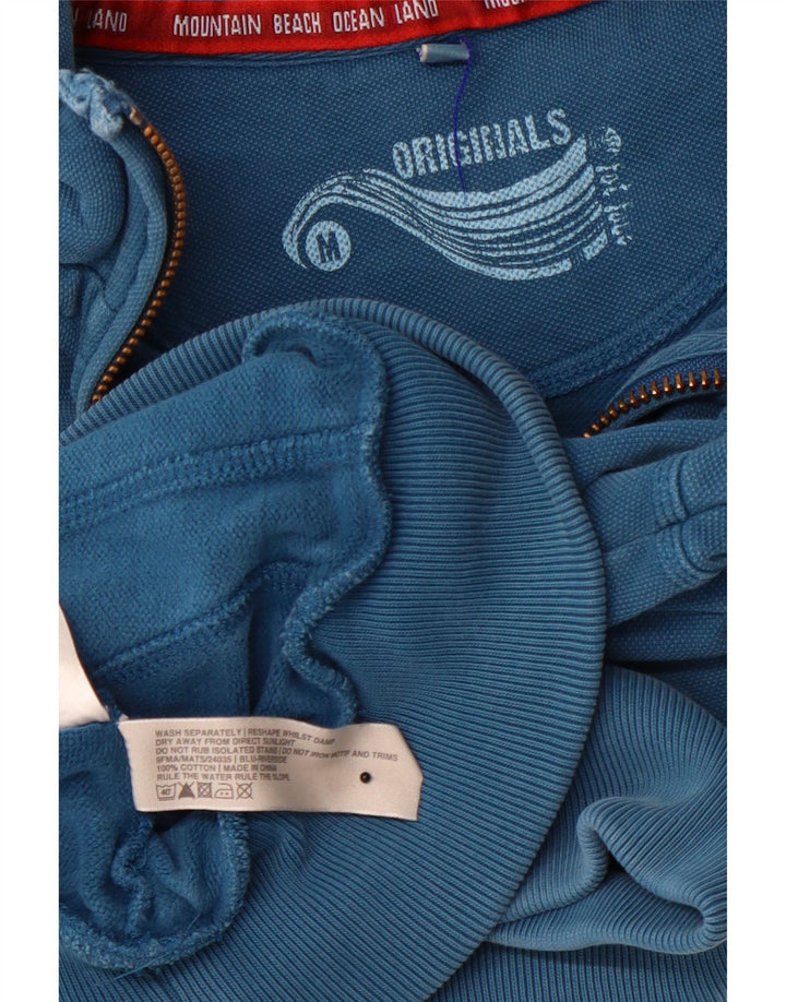 FAT FACE Sudadera con cuello y cremallera para hombre Jersey de algodón azul medio