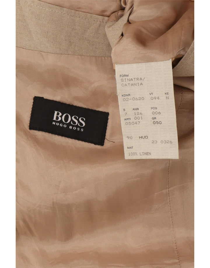 Hugo Boss Chaqueta tipo blazer de 2 botones para hombre EU 50 Large Beige Linen