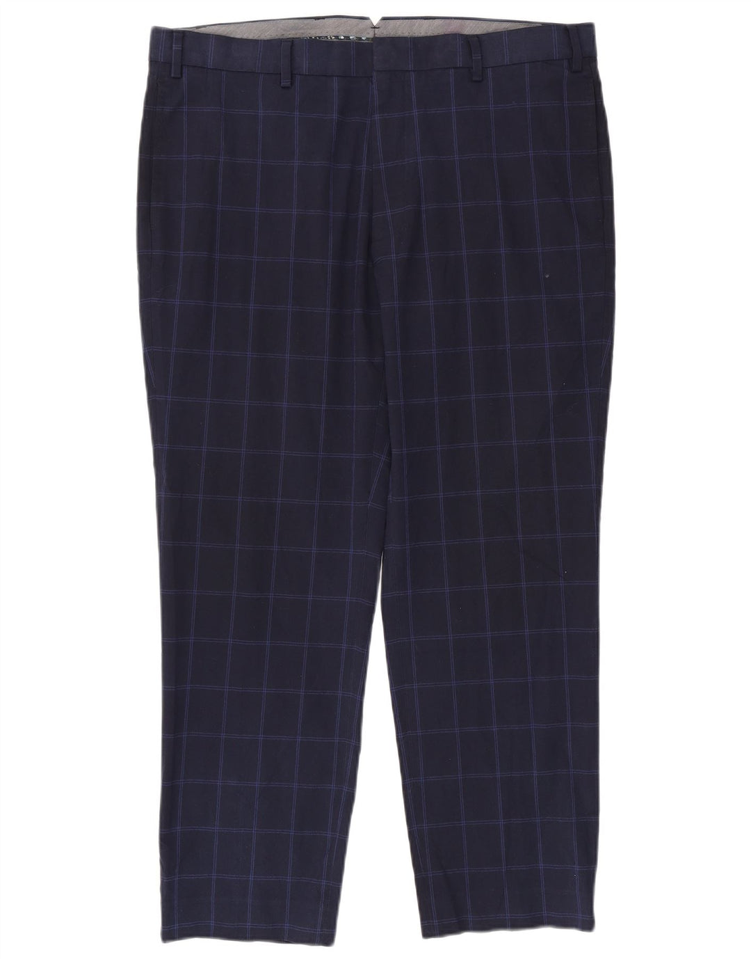 Marks & Spencer Pantalón de traje de corte regular para hombre W38 L29 Cuadros azul marino