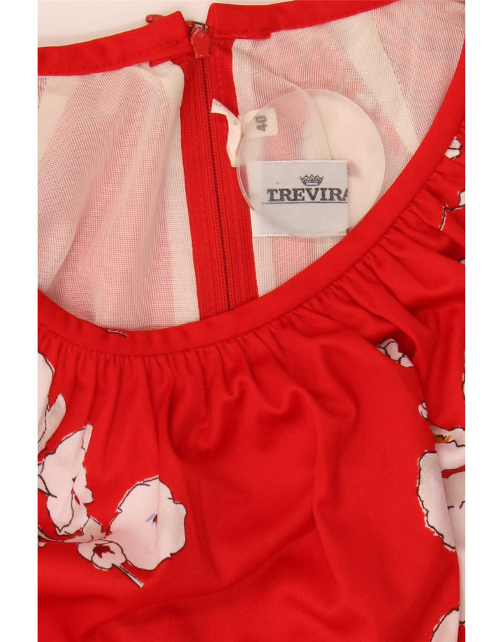 Vestido Trevira Mujer IT 40 Small Rojo Floral Poliéster
