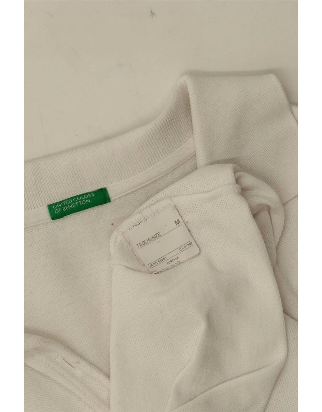Benetton Polo De Manga Larga Para Mujer UK 42 Medium Blanco