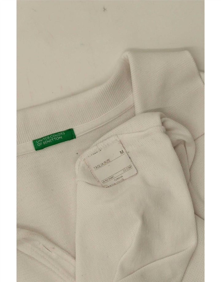 Benetton Polo De Manga Larga Para Mujer UK 42 Medium Blanco