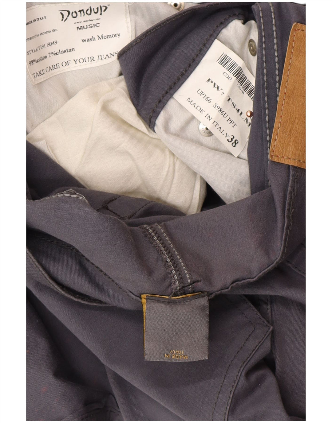 DONDUP Pantalones informales ajustados para hombre W38 L34 Algodón gris