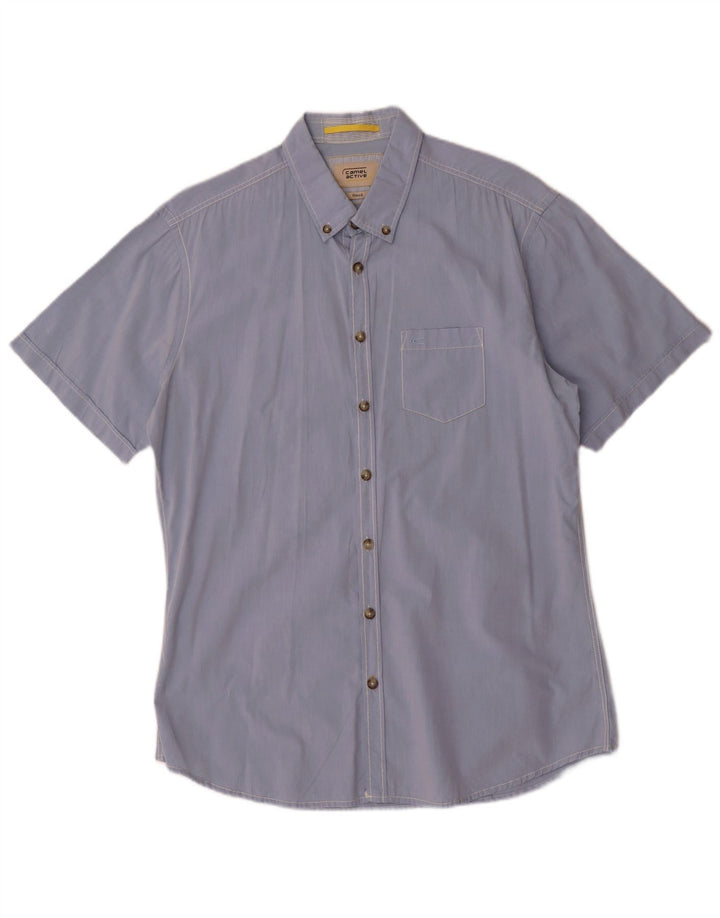 Camel Active - Camisa de manga corta ajustada para hombre, talla grande, color azul