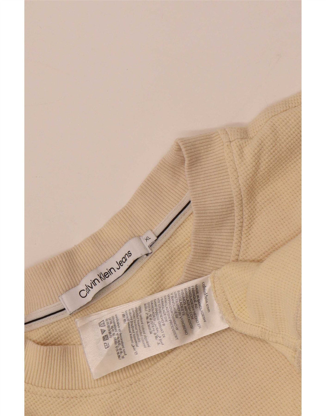 Calvin Klein Hombre Top Manga Larga XL Algodón Beige