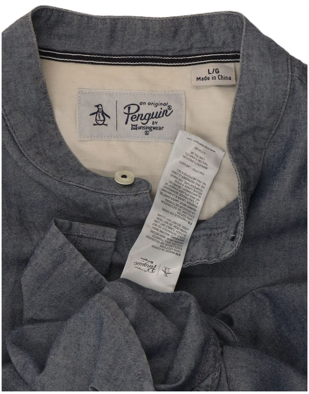 Camisa Penguin Hombre Grande Algodón Moteado Azul Marino