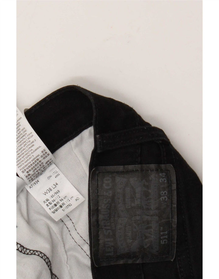 Levi's Hombre 511 Slim Jeans W38 L34 Algodón Negro