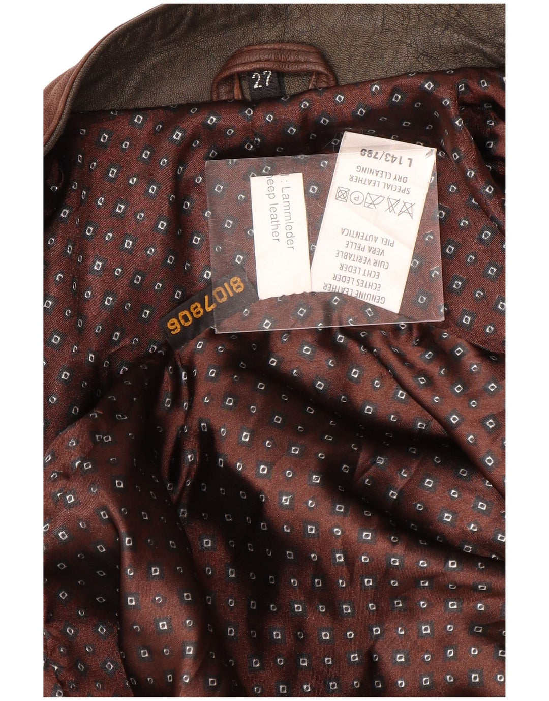 Vintage chaqueta de cuero para hombre Reino Unido 44 2XL marrón tie tinte cuero