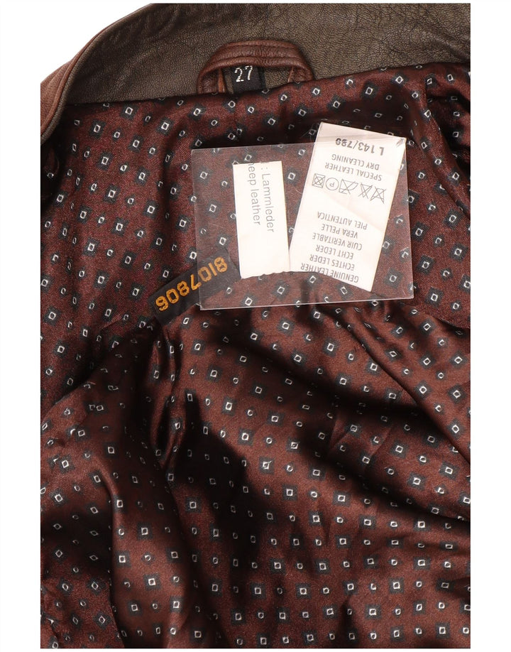 Vintage chaqueta de cuero para hombre Reino Unido 44 2XL marrón tie tinte cuero
