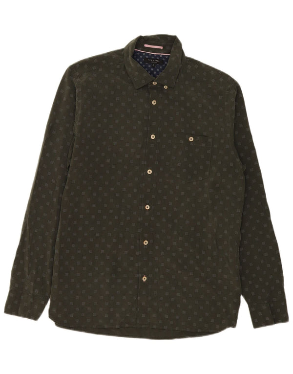 Ted Baker Camisa para hombre Talla 4 Grande Caqui Manchado Modal