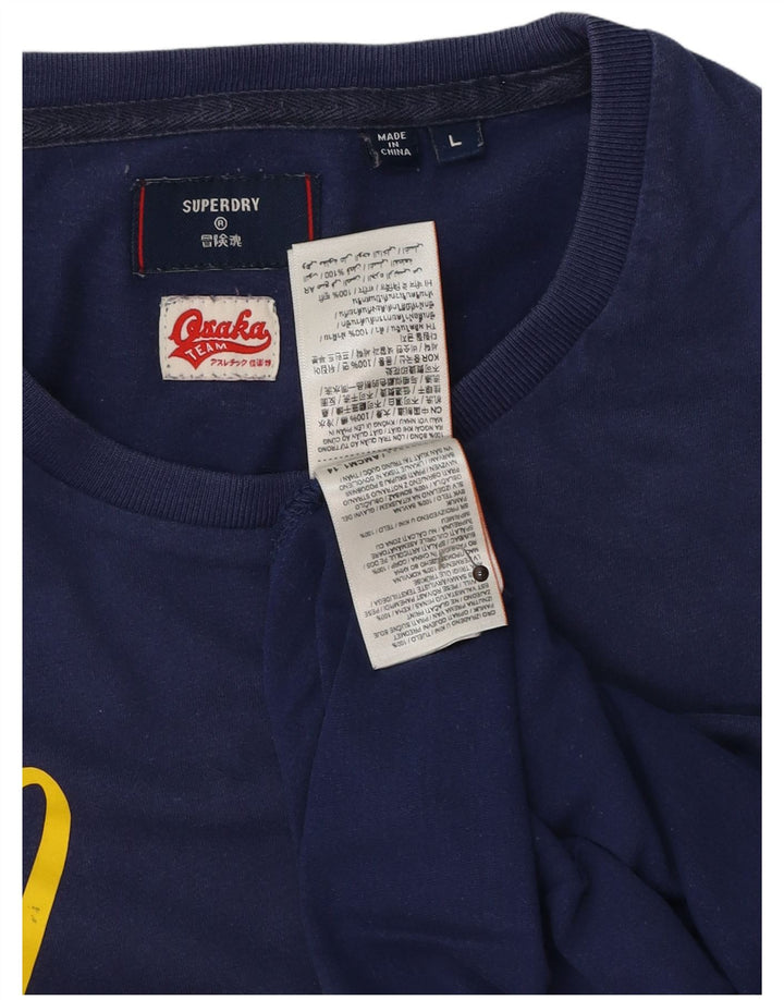 Superdry Camiseta gráfica para hombre Top grande de algodón azul marino
