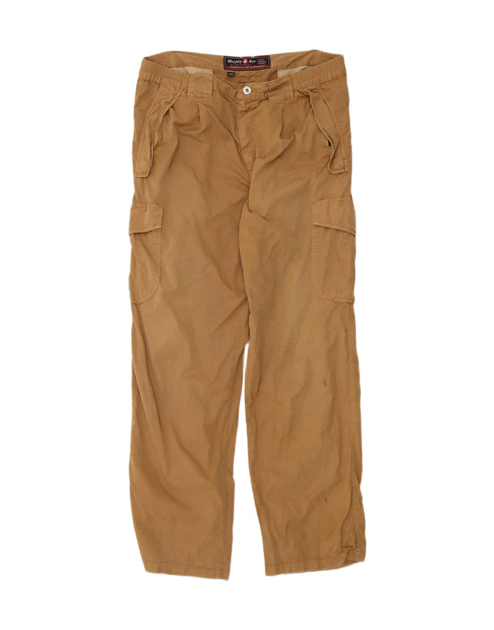 Murphy & Nye Pantalones cargo rectos para hombre W38 L33 Algodón beige