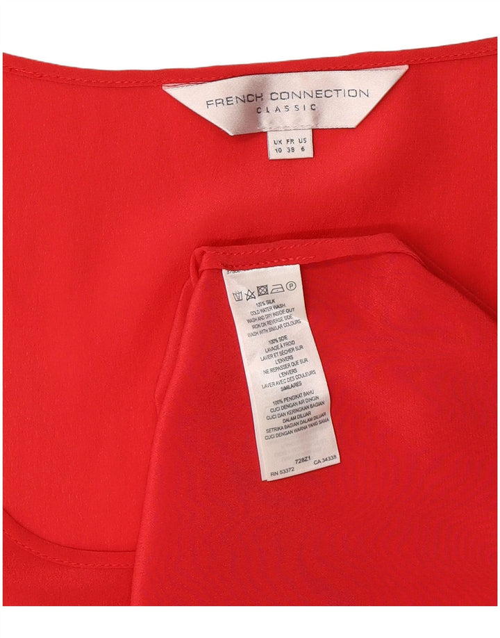 French Connection Blusa sin mangas para mujer UK 10 Small Seda roja