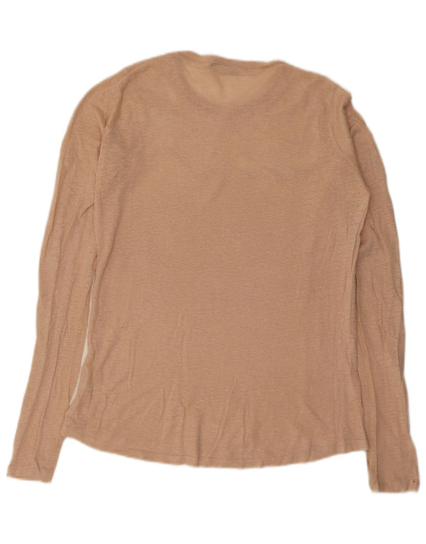 Zara Mujer Top Manga Larga UK 10 Small Beige