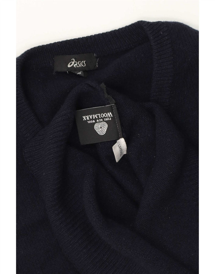 Asics - Jersey con cuello en V para hombre, talla grande, lana de cordero azul marino
