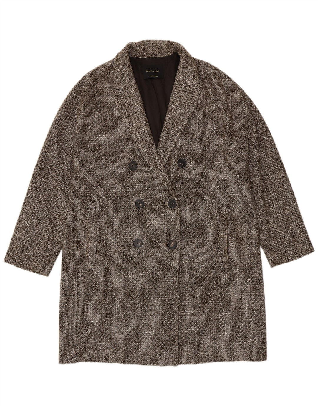 Massimo Dutti Abrigo Cruzado Mujer UK 46 Large Gris Espiga