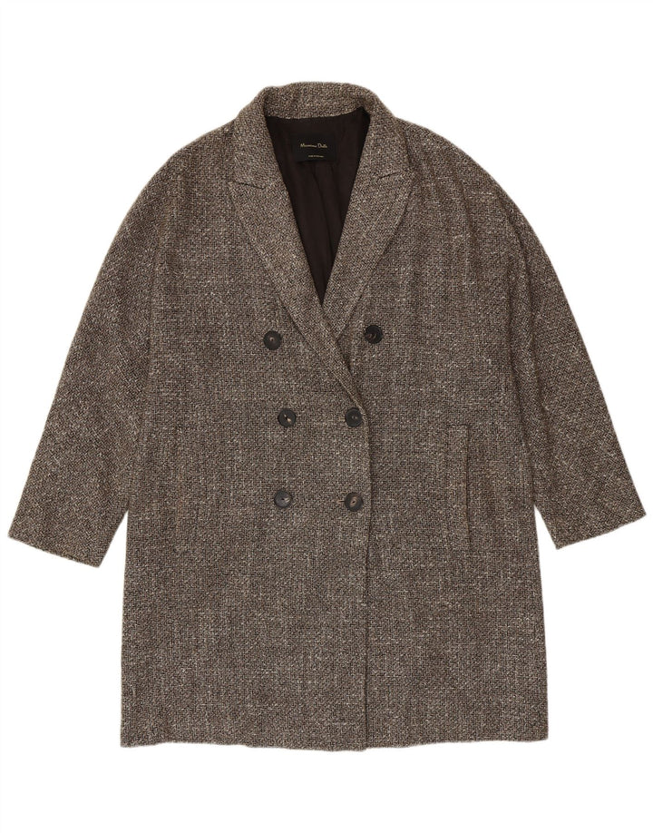 Massimo Dutti Abrigo Cruzado Mujer UK 46 Large Gris Espiga