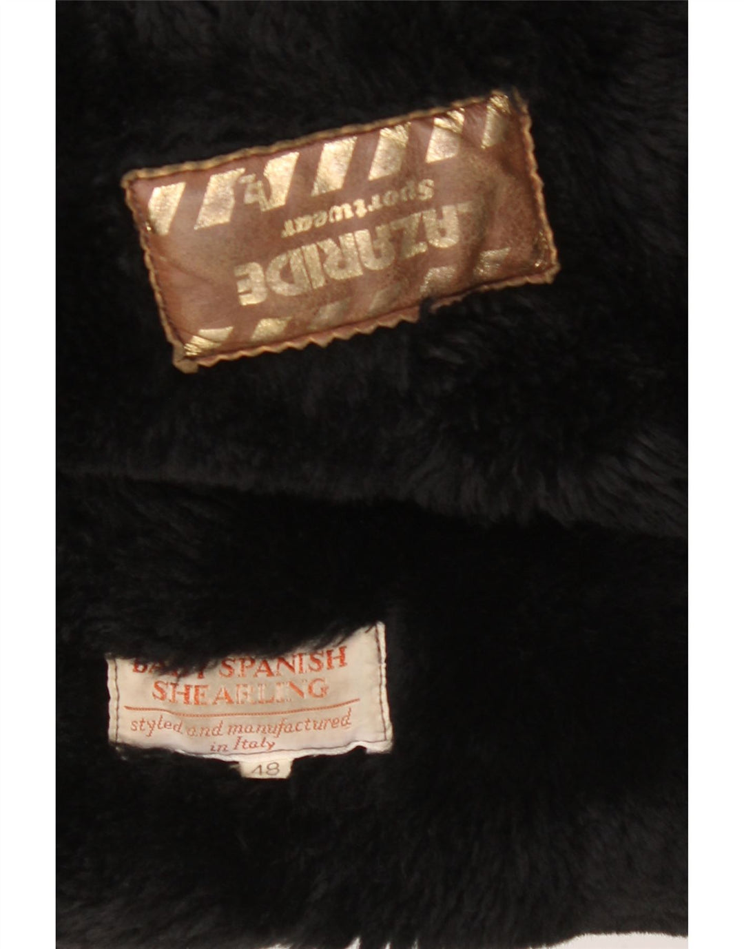 VINTAGE Chaqueta holgada de doble botonadura para hombre IT 48 Shearling negro medio