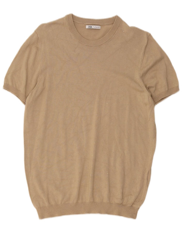 Zara Hombre Camiseta Top Small Viscosa Beige