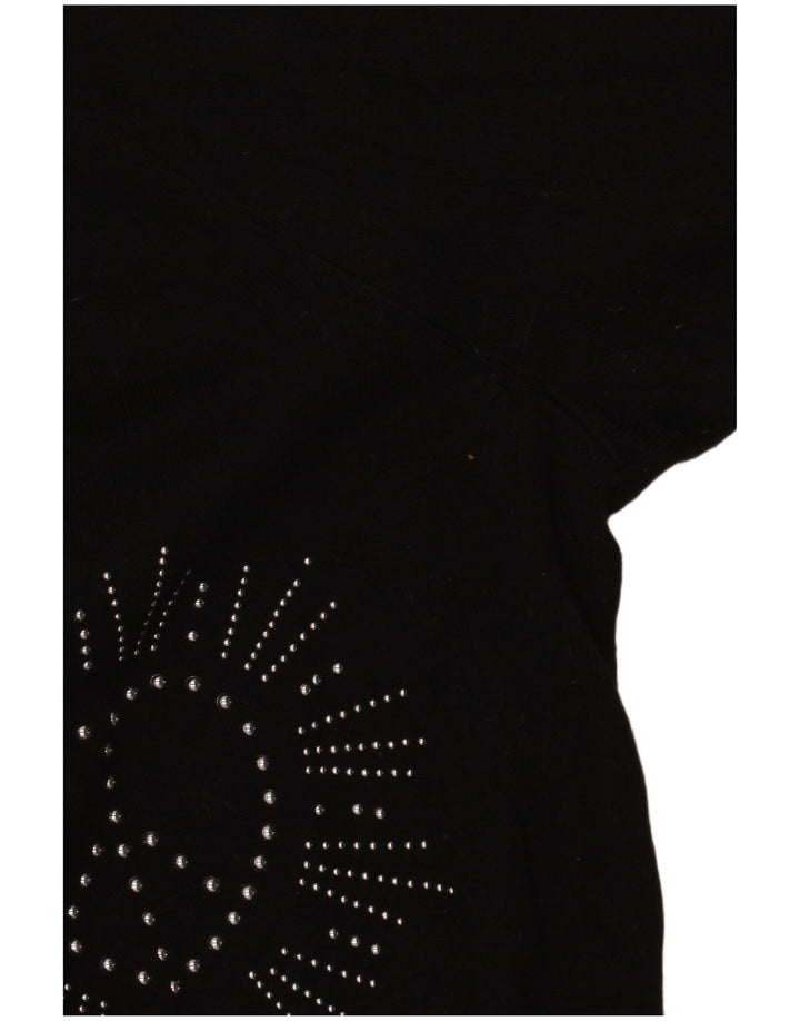 DESIGUAL Suéter gráfico con cuello en V para mujer UK 46 Grande Negro Sintético