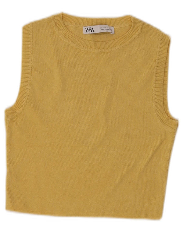 Zara Mujer Crop Vest Top UK 44 Medio Amarillo