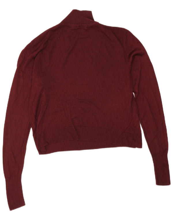 Zara Mujer Crop Oversize Cuello Alto Jersey Suéter UK 10 Small Borgoña