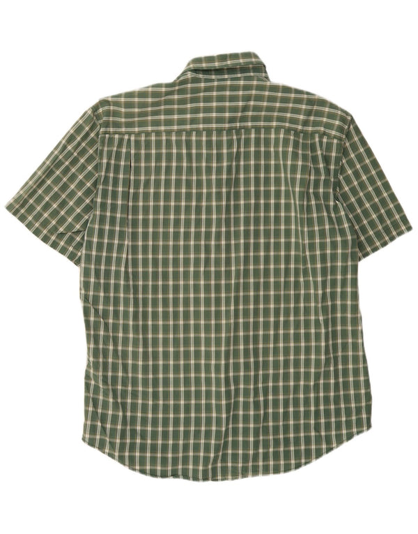 DOCKERS Camisa de manga corta para hombre Stain Defender de algodón a cuadros verdes grandes