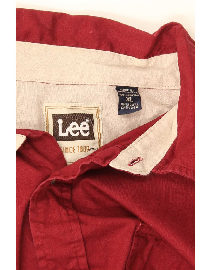 Lee Camisa De Manga Corta Regular Fit Para Hombre XL Algodón Rojo